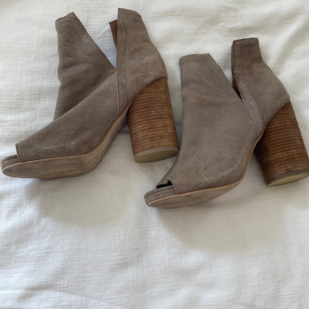 Jeffrey Campbell suede split, open toe bootie